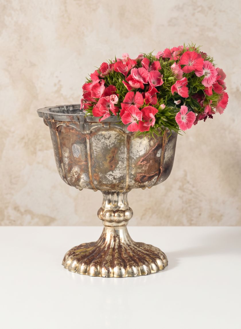 5in Tall Marie Antoinette Vintage Glass Flower Compote Decor Jamali Garden
