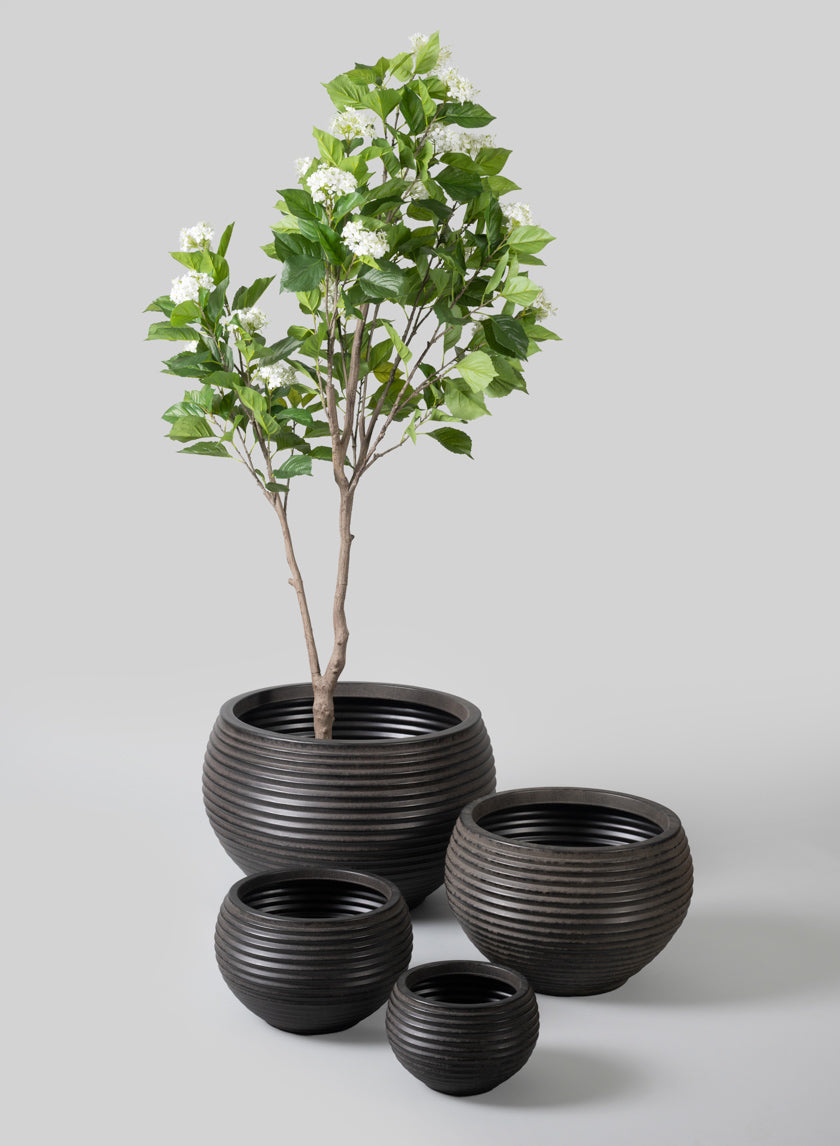 bowl plant pots outdoor Alfredo Aged Black Real Look PVC Hive Planter Bowl – Jamali Garden