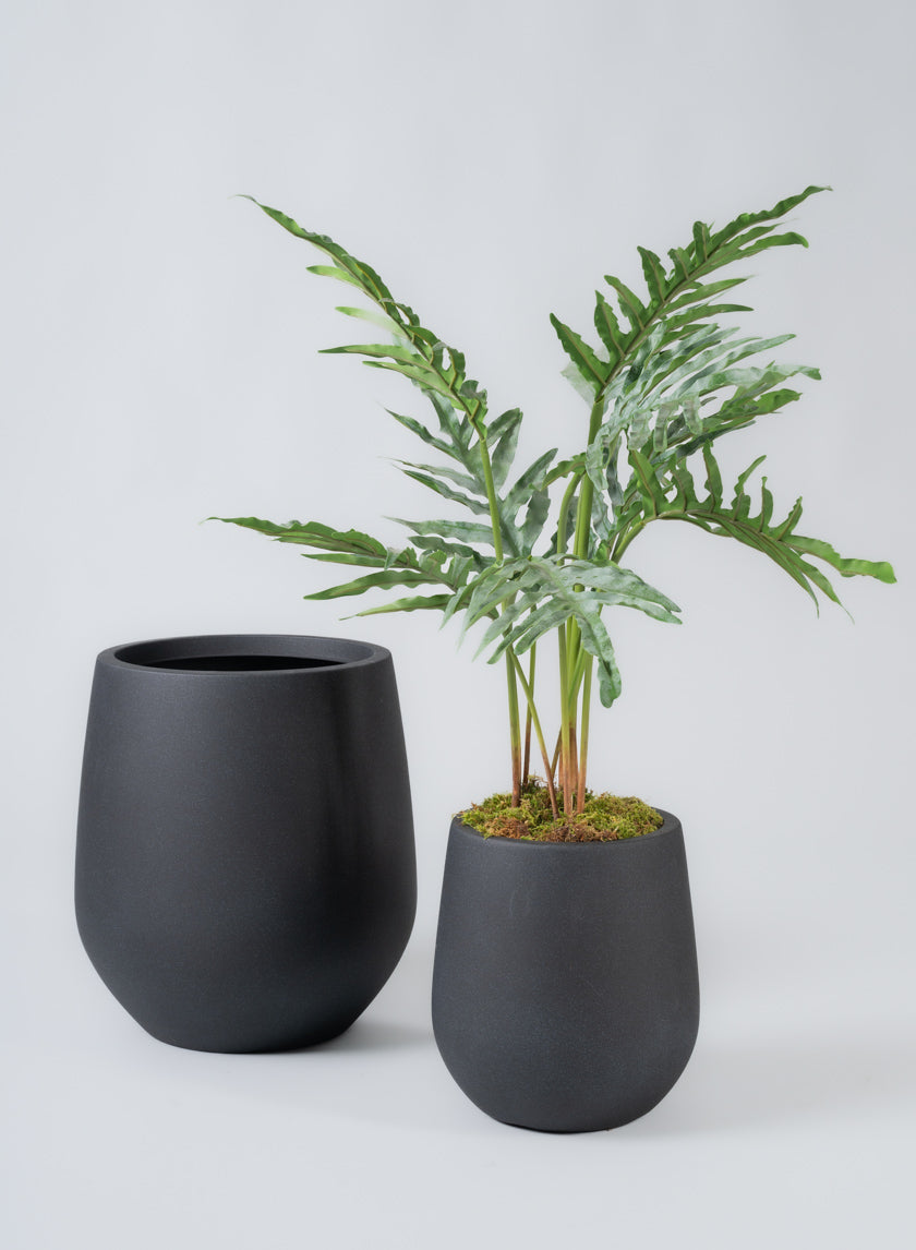 Palermo Black Real Look PVC Light Weight Bell Planter Decor Jamali Garden