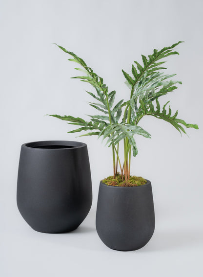 Palermo Black Real Look PVC Light Weight Bell Planter Decor Jamali Garden