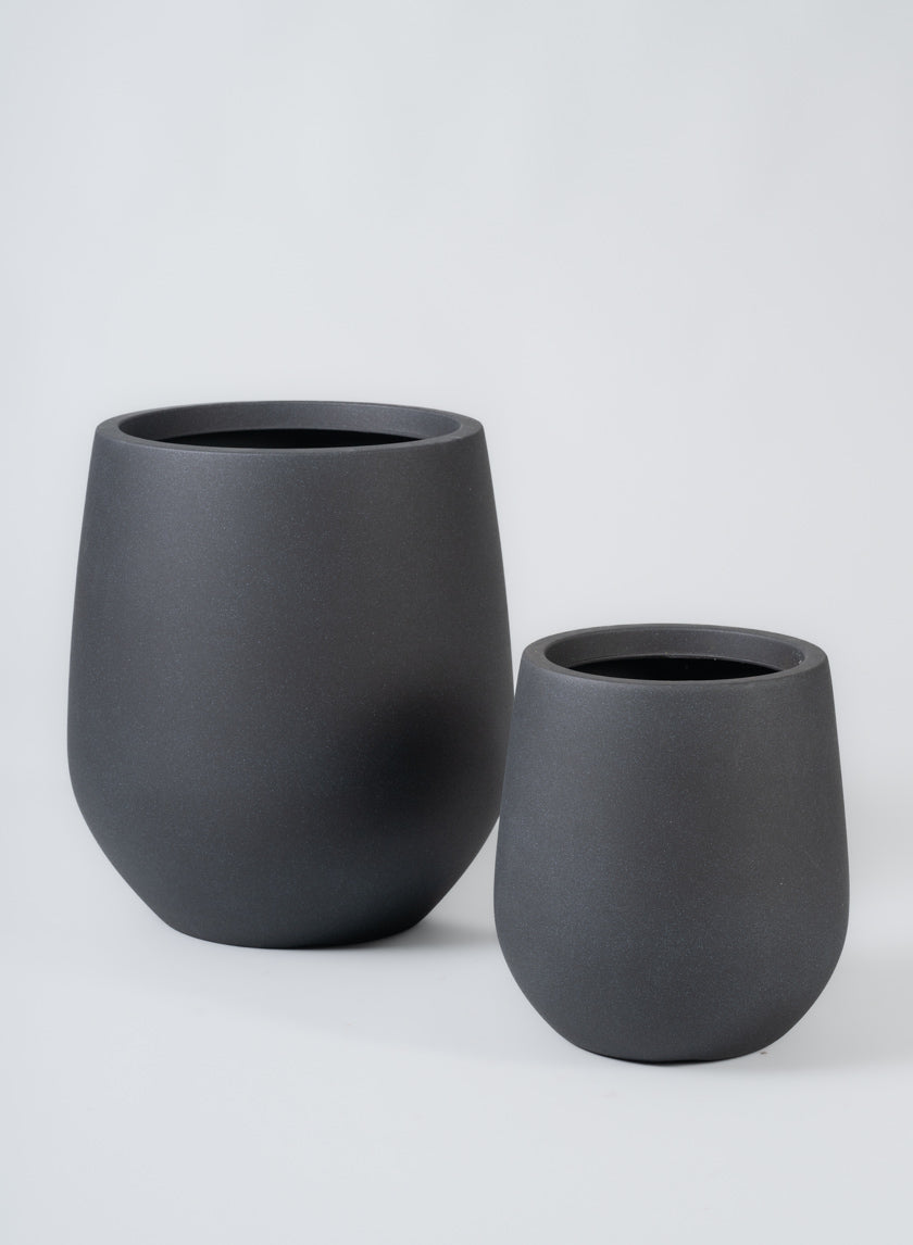 Palermo Black Real Look PVC Light Weight Bell Planter Decor Jamali Garden