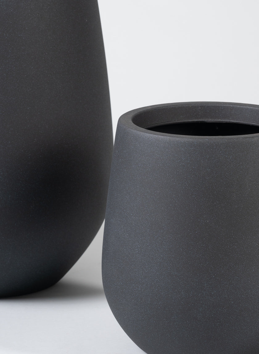 Palermo Black Real Look PVC Light Weight Bell Planter Decor Jamali Garden