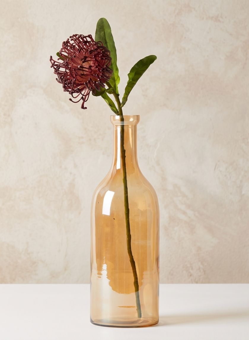 12in Tall Gold Luster Glass Bottle Vase Decor Jamali Garden