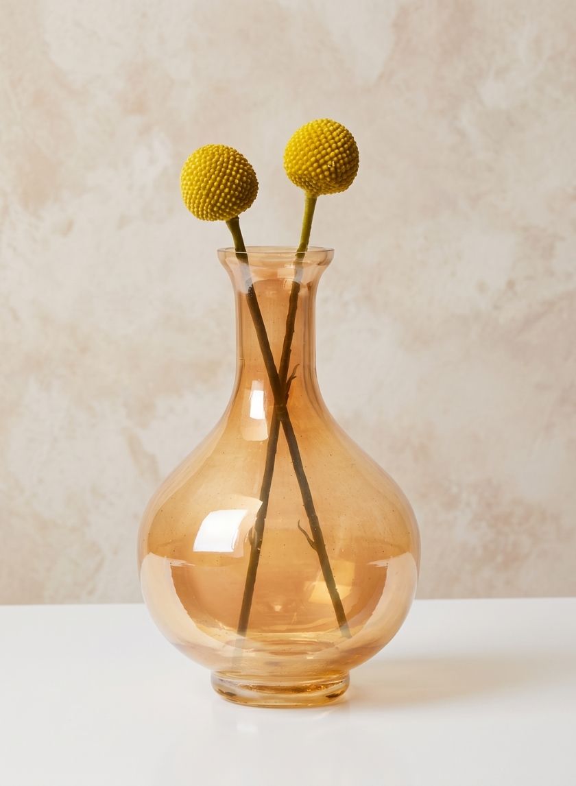 7.5in Tall Gold Luster Bottle Glass Vase Decor Jamali Garden