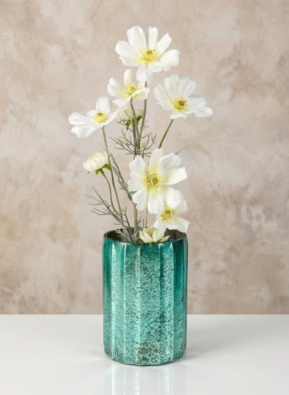 6in Tall Norvege Antique Teal Glass Vase Decor Jamali Garden