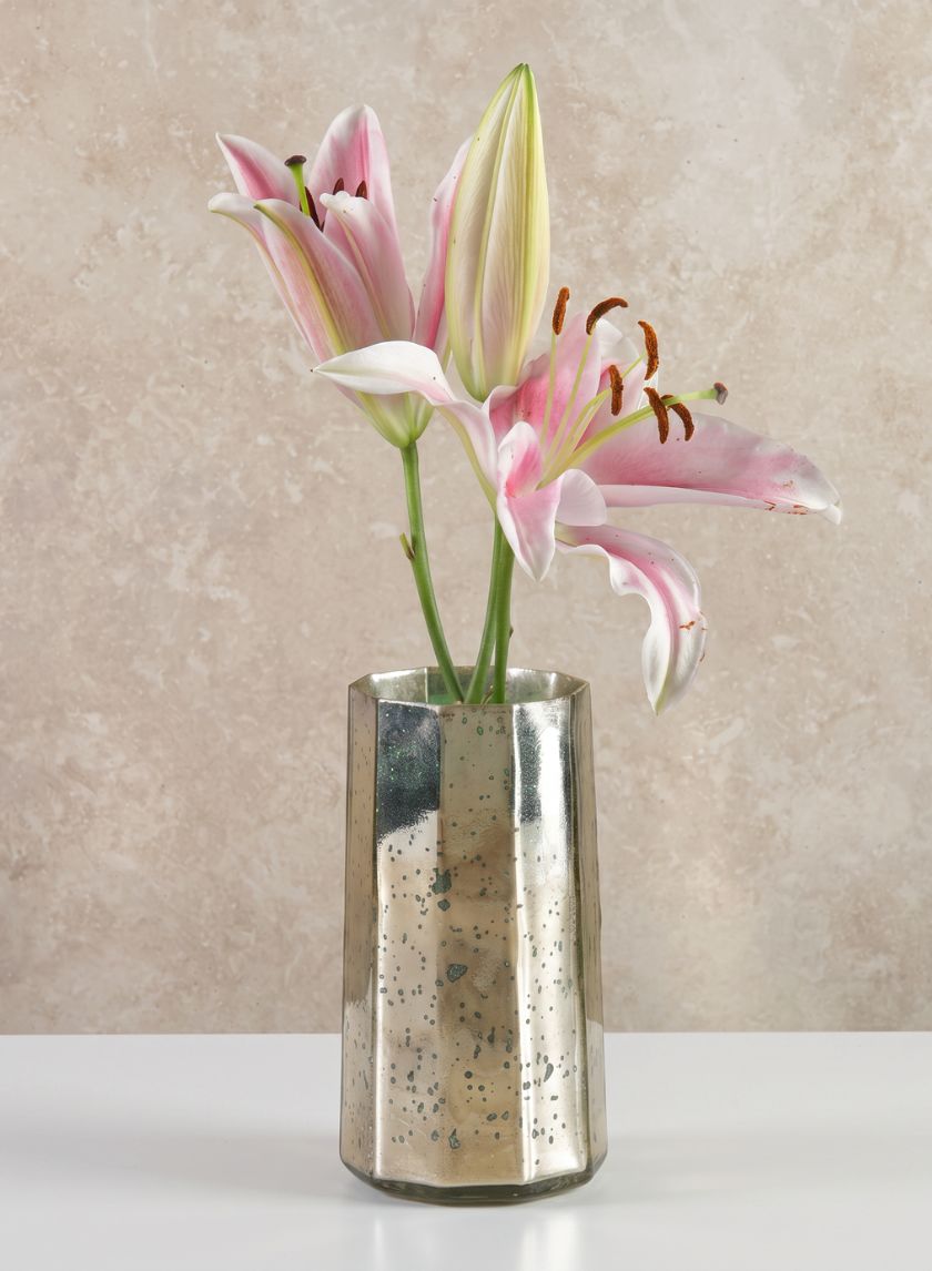 8in Tall Behram Old Silver Mercury Glass Vase Decor Jamali Garden