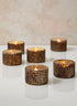 2in Wide Ribbed Rust & Silver Tea Light Glass Holders, Set of 6 Decor Jamali Garden