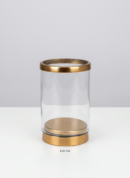 Gold &amp; Glass Candle Hurricane
