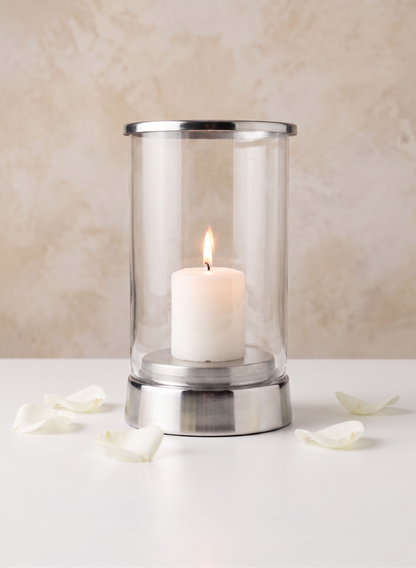 Silver &amp; Glass Candle Hurricane