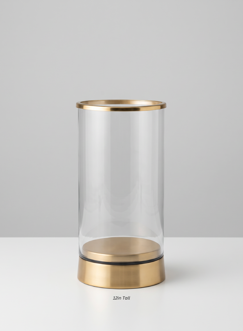 Gold &amp; Glass Candle Hurricane