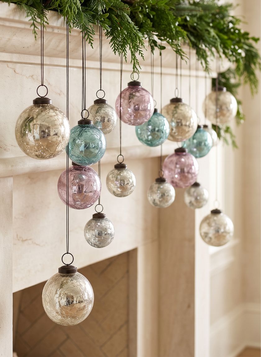 3in Round Crackled Pastel Plastic Ornaments, Set of 4 Decor Jamali Garden