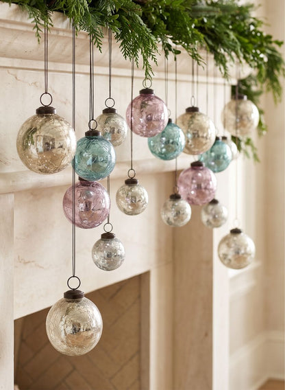 3in Round Crackled Pastel Plastic Ornaments, Set of 4 Decor Jamali Garden