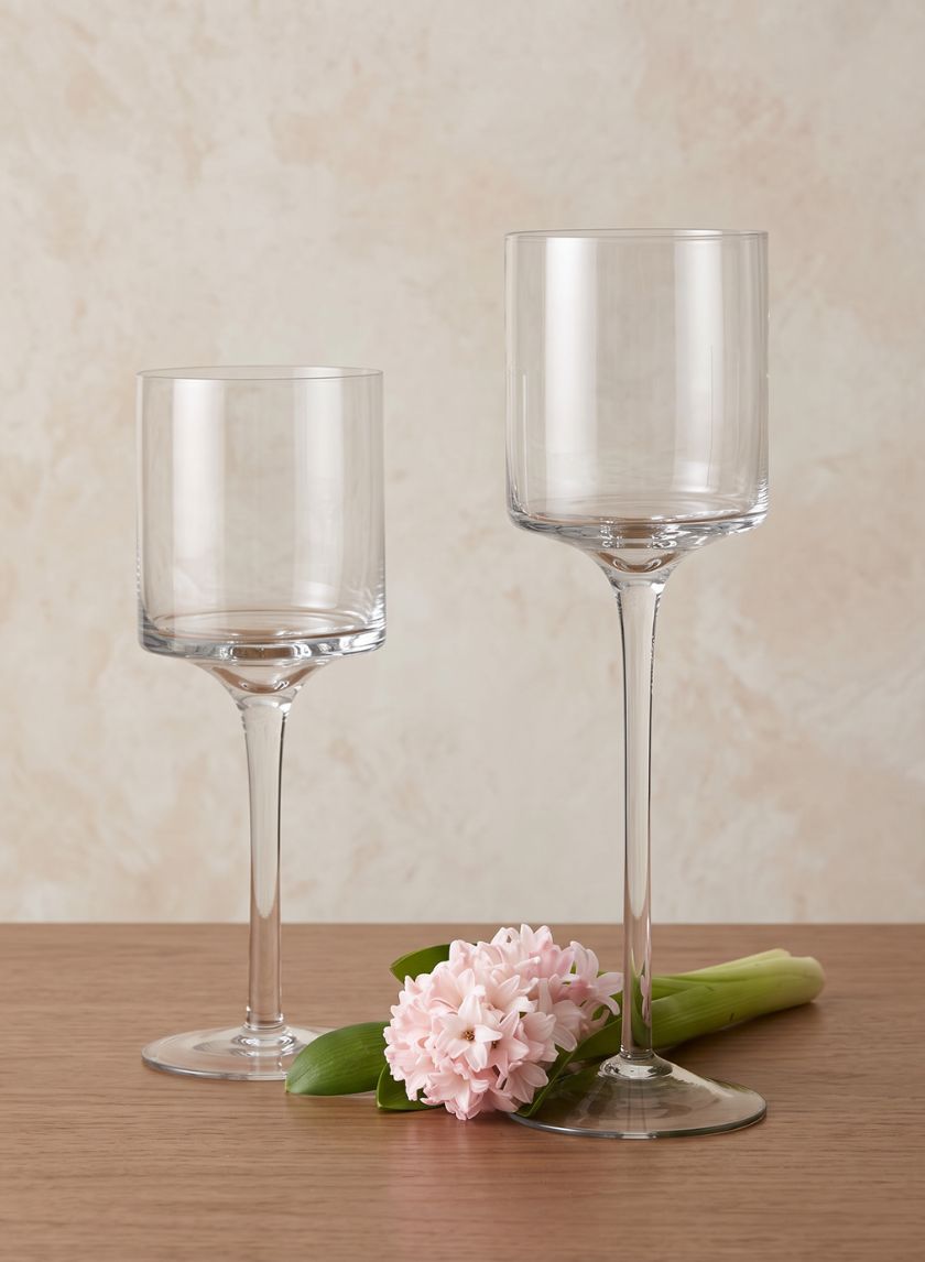 Footed Glass Candle Holders Decor Jamali Garden