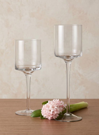 Footed Glass Candle Holders Decor Jamali Garden