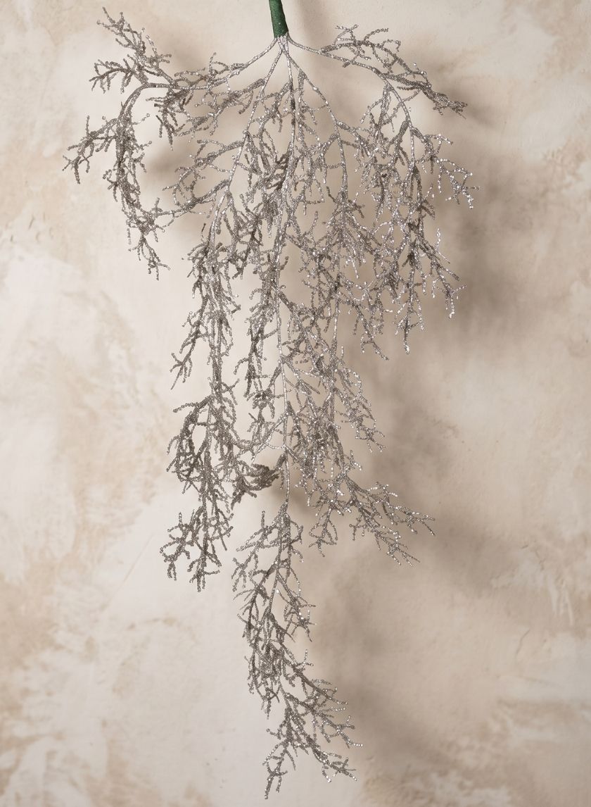 31in Long Light Champagne Glitter Pine Branch Decor Jamali Garden