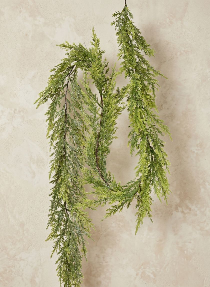 5ft Long Glitter &amp; Snow Evergreen Christmas Garland Decor Jamali Garden
