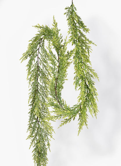 5ft Long Glitter &amp; Snow Evergreen Christmas Garland Decor Jamali Garden