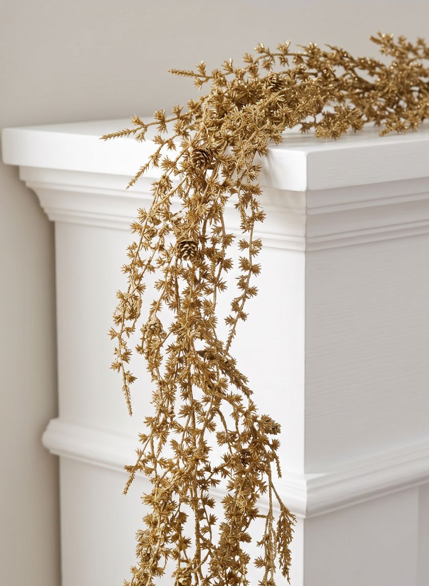 5ft Long Gold Northern Pine Garland Decor Jamali Garden