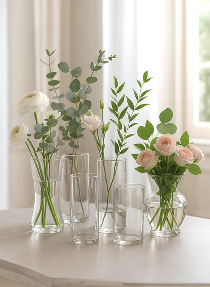 10in Tall Best Value Florist All Purpose Glass Vase, Set of 6 Decor Jamali Garden