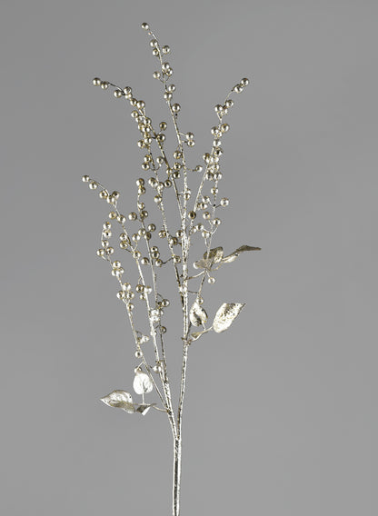 36in Long Glittered Silver Pearl Spray Decor Jamali Garden