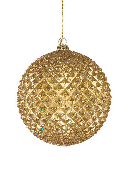 4in Round Gold Glitter Durian Ball Plastic Ornament Decor Jamali Garden