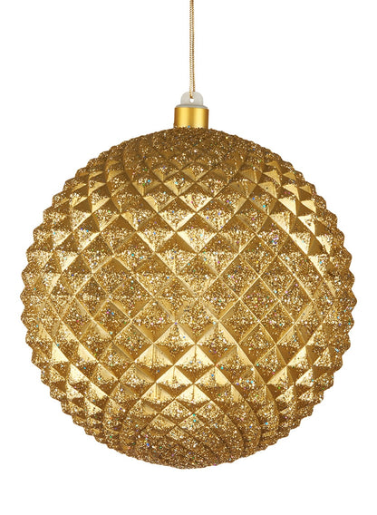 8in Round Gold Glitter Durian Ball Plastic Ornament Decor Jamali Garden