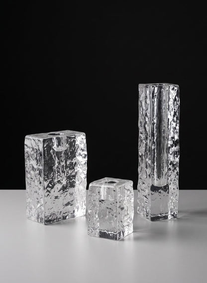 2.75in Tall Ice Block Taper Glass Holder
