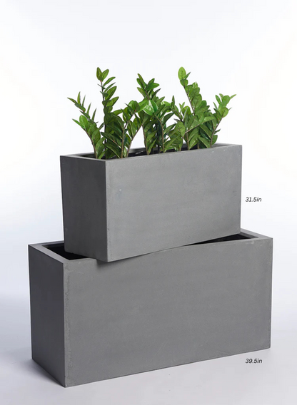 grey rattan plant pots Gray Fiberstone Rectangular Planters – Jamali Garden