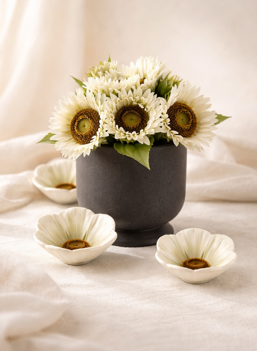 3.75in Wide Chantille Mini Flower Ceramic Bowl, Set of 4 Decor Jamali Garden