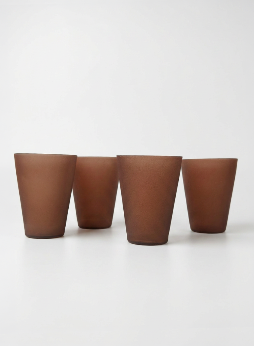 4in Tall Terracotta-Look Deep Brown Glass Vase, Set of 4 Decor Jamali Garden