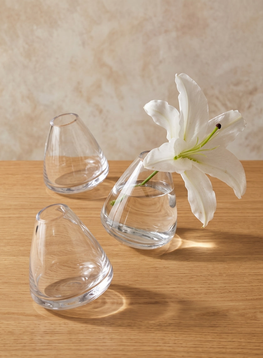 4in Tall Rolling Glass Bud Vase, Set of 4