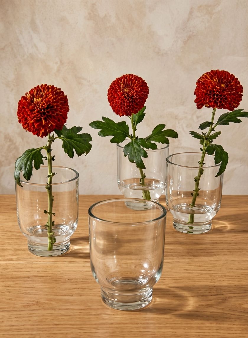 5in Tall Campana Glass Candleholder, Large, Set of 4 Decor Jamali Garden