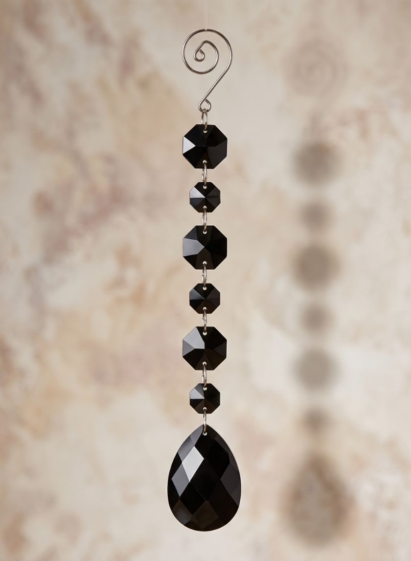 8in Long Black Crystal Ornament Decor Jamali Garden