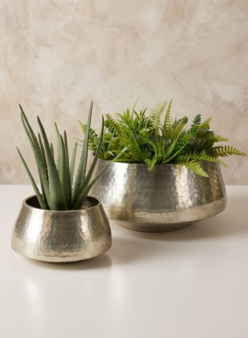 Pondicherry Old Silver Look Aluminum Bowl Decor Jamali Garden