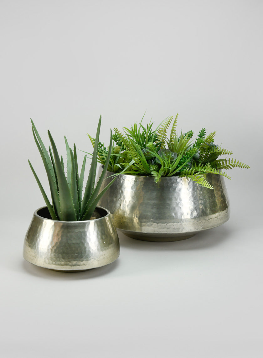 indoor silver plant pots Pondicherry Old Silver Look Aluminum Bowl – Jamali Garden