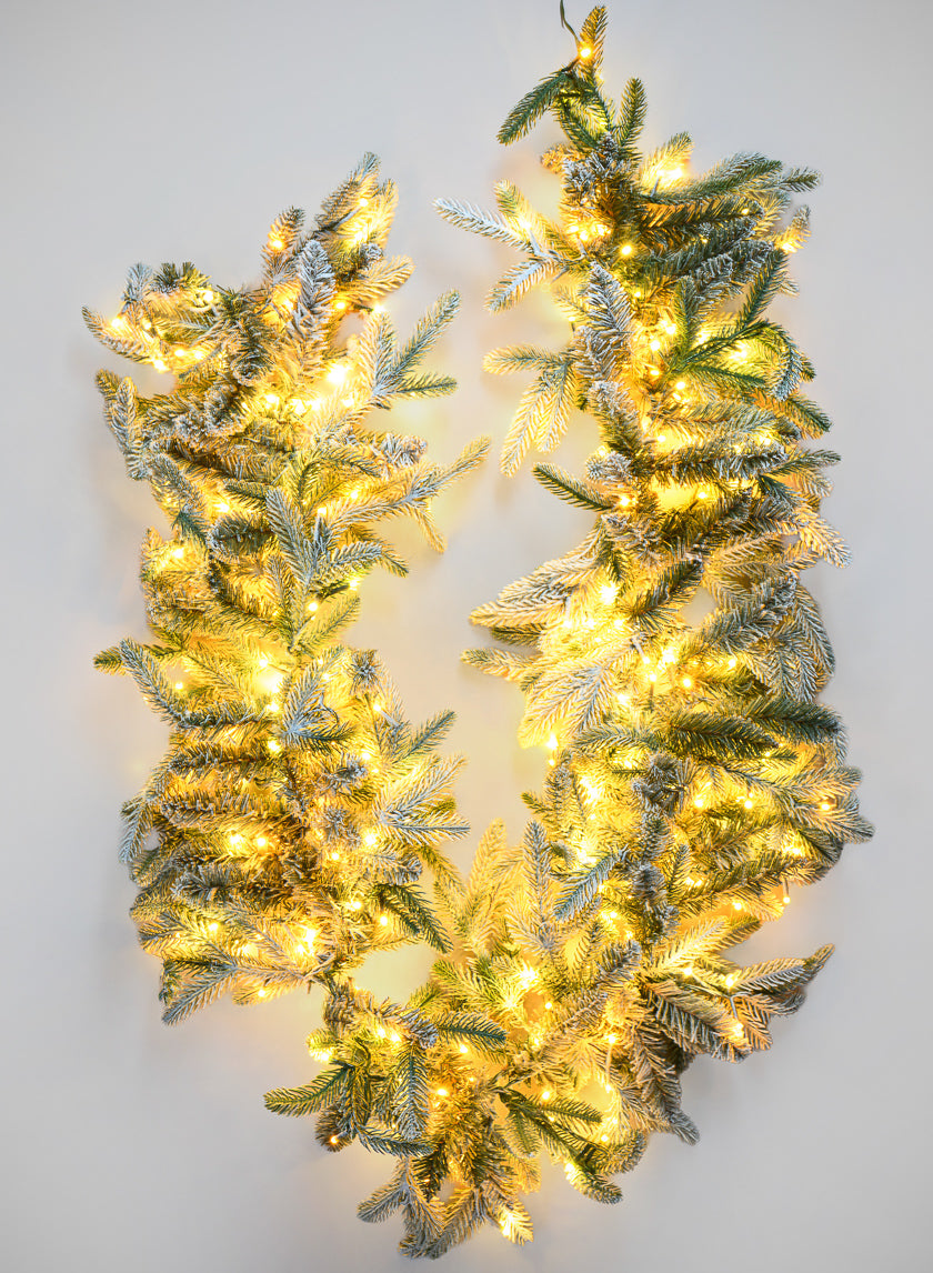 6ft Long Warm White Pre-Lit Garland (300 Lights) Decor Jamali Garden
