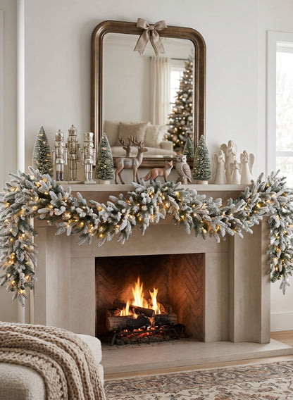 6ft Long Warm White Pre-Lit Garland (300 Lights) Decor Jamali Garden