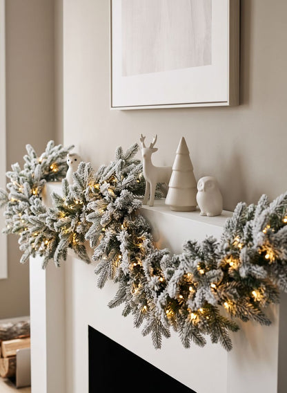 6ft Long Warm White Pre-Lit Garland (300 Lights) Decor Jamali Garden
