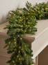 6ft Long Warm White Pre-Lit Pine Garland (200 Lights) Decor Jamali Garden