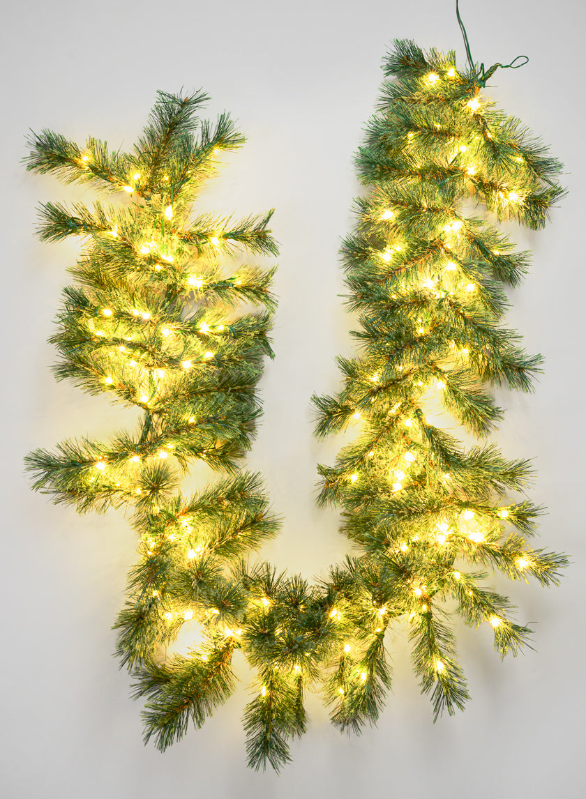 6ft Long Warm White Pre-Lit Garland (200 Lights) Decor Jamali Garden