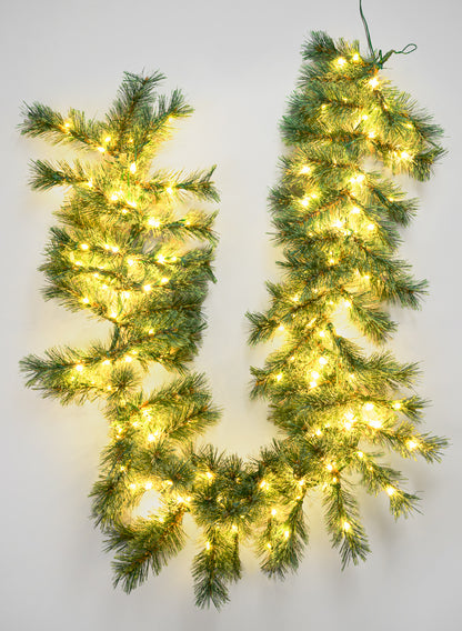 6ft Long Warm White Pre-Lit Garland (200 Lights) Decor Jamali Garden