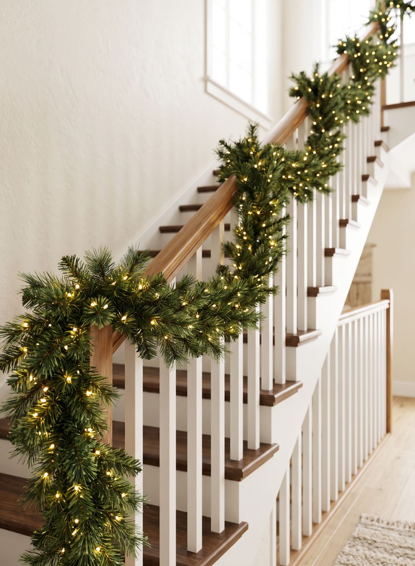 6ft Long Warm White Pre-Lit Garland (200 Lights) Decor Jamali Garden