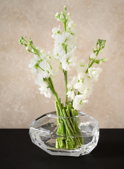 5in Wide Orbix Ice Carved Clear Crystal Glass Bowl Decor Jamali Garden