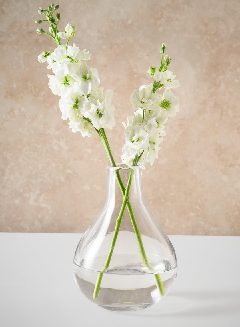 7.5in Tall Muran Clear Hand Blown Deco Glass Vase Decor Jamali Garden