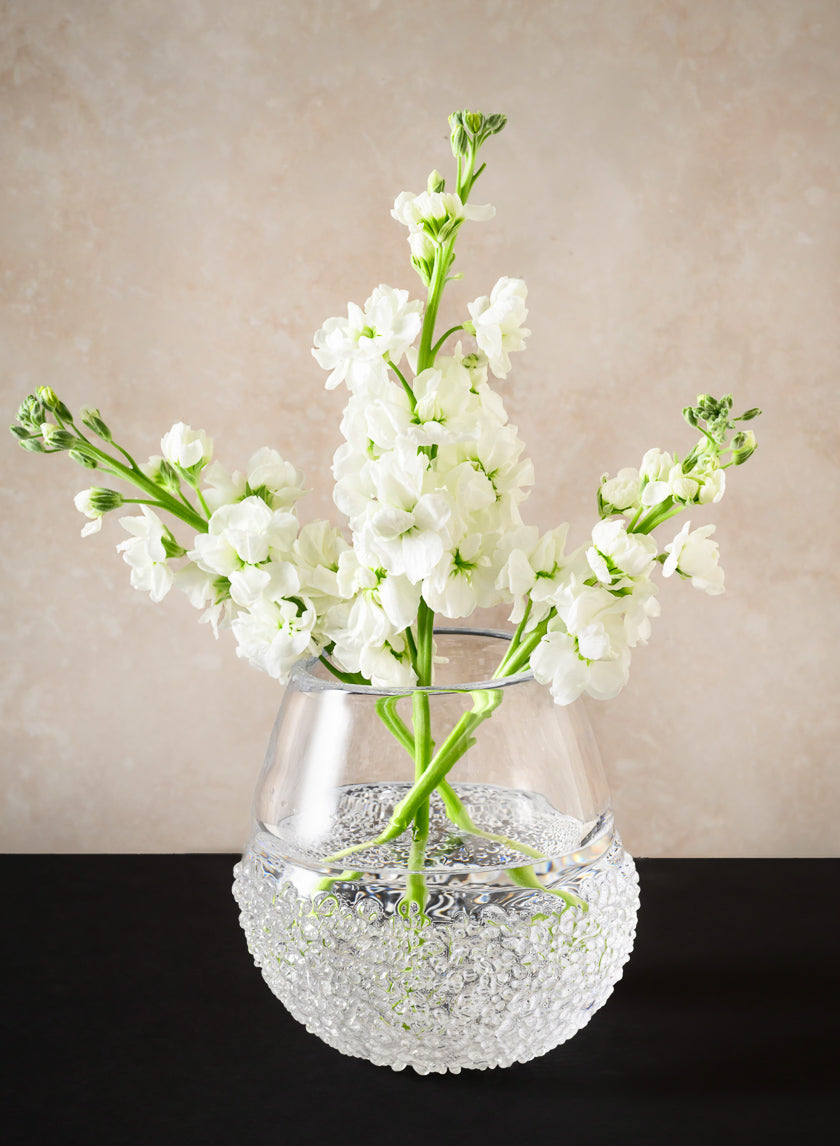 6.25in Tall Winterthur Ice Look Hand Blown Crystal Glass Vase Decor Jamali Garden