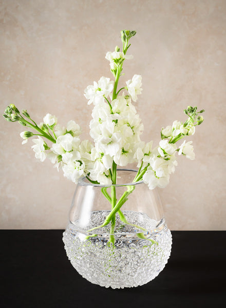 6.25in Tall Winterthur Ice Look Hand Blown Crystal Glass Vase