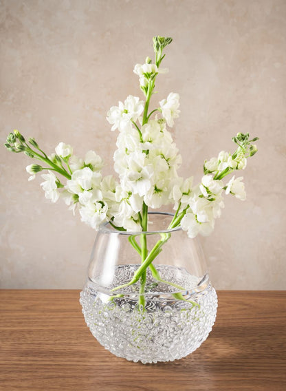 6.25in Tall Winterthur Ice Look Hand Blown Crystal Glass Vase Decor Jamali Garden