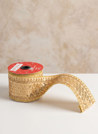 16.40ft Long Royal Nawab Gold Ribbon Decor Jamali Garden