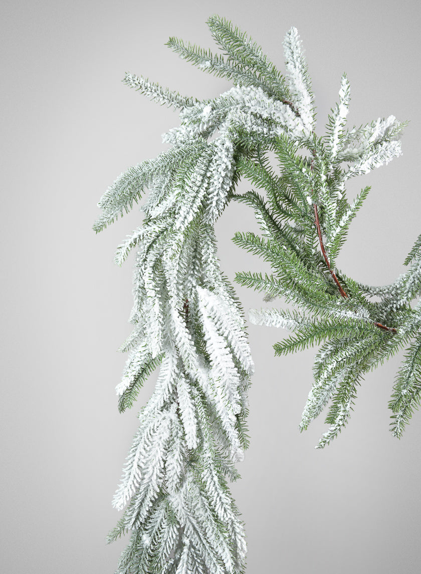 72in Long Fresh Snow Look Pine Garland Decor Jamali Garden