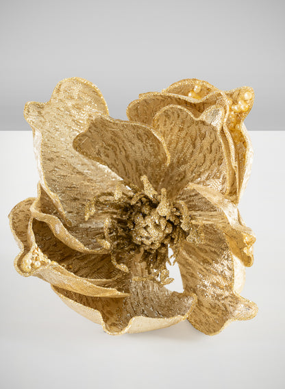 7in Long Champ Magnolia Flower with Clip, Case of 12 Decor Jamali Garden